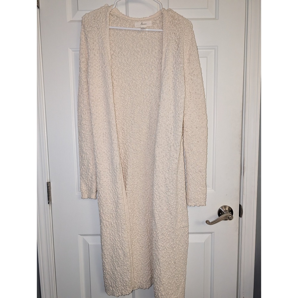 Forever 21 Cream Textured Knit Long Duster Cardigan Small Boho Coastal